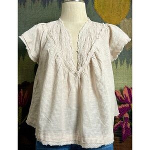 Anthropologie Flutter Sleeve Babydoll Top M